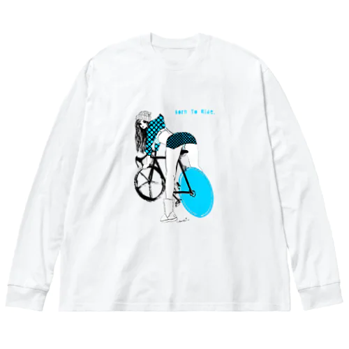 自転車 ガールプリント ビッグシルエットロングスリーブTシャツ