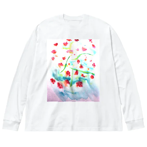 にじみ_お花 ビッグシルエットロングスリーブTシャツ