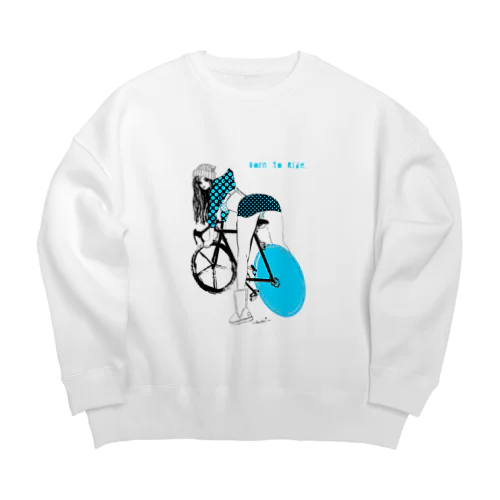 自転車 ガールプリント Big Crew Neck Sweatshirt