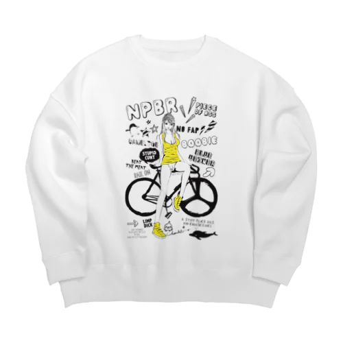 NPBR 自転車女子 ガーリーイラスト Big Crew Neck Sweatshirt