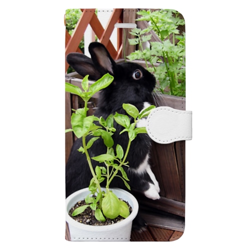 黒うさぎとハーブ Book-Style Smartphone Case