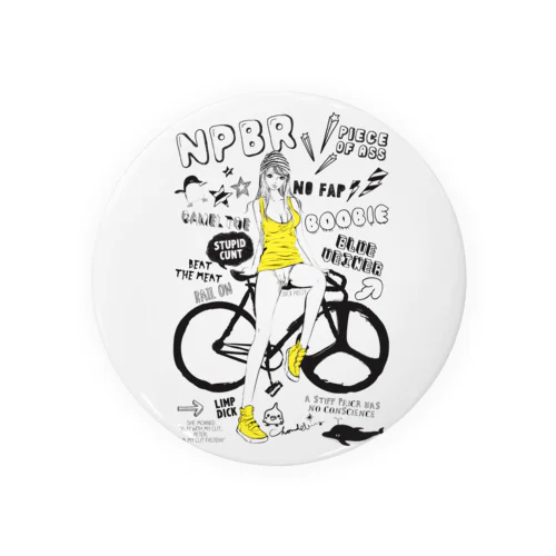 NPBR 自転車女子 ガーリーイラスト Tin Badge