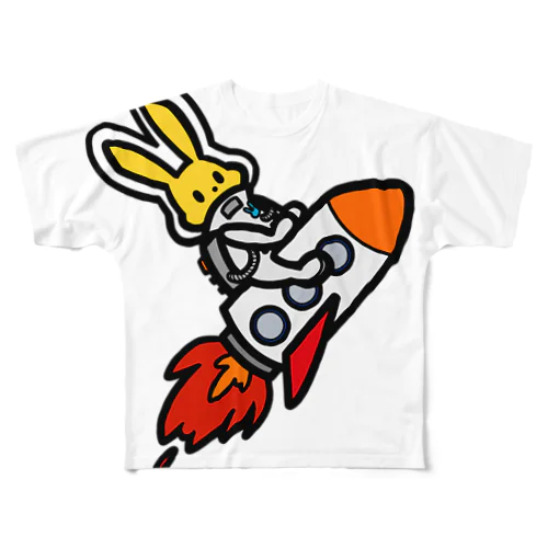 宇宙うさぎ(ロケット) フルグラフィックTシャツ