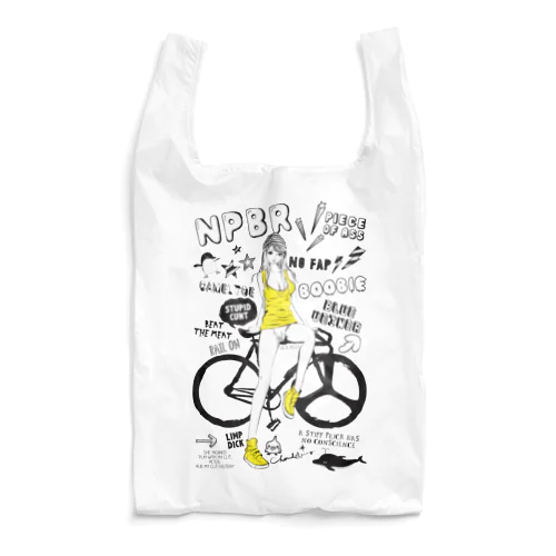 NPBR 自転車女子 ガーリーイラスト Reusable Bag