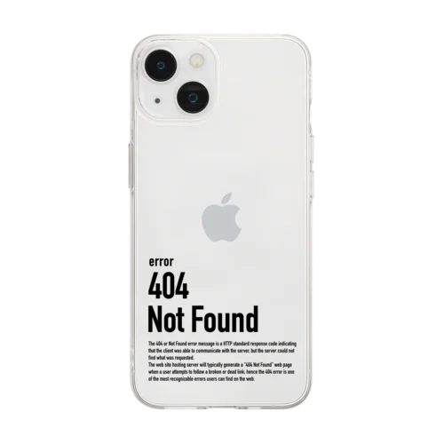 404 Not Found（エラーコードシリーズ） Soft Clear Smartphone Case