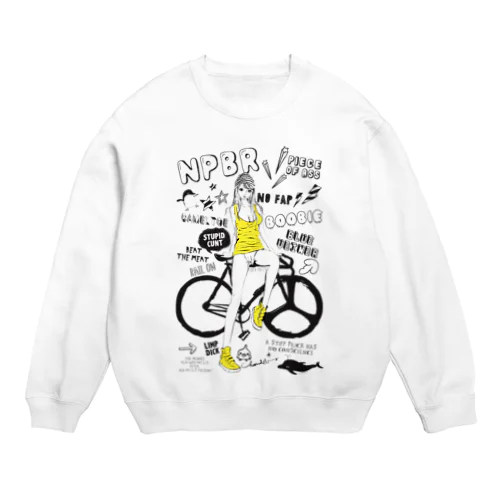 NPBR 自転車女子 ガーリーイラスト Crew Neck Sweatshirt