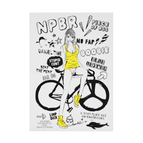 NPBR 自転車女子 ガーリーイラスト 吸着ポスター