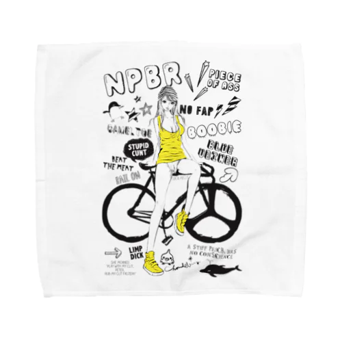 NPBR 自転車女子 ガーリーイラスト Towel Handkerchief