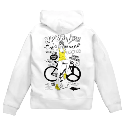 NPBR 自転車女子 ガーリーイラスト Zip Hoodie