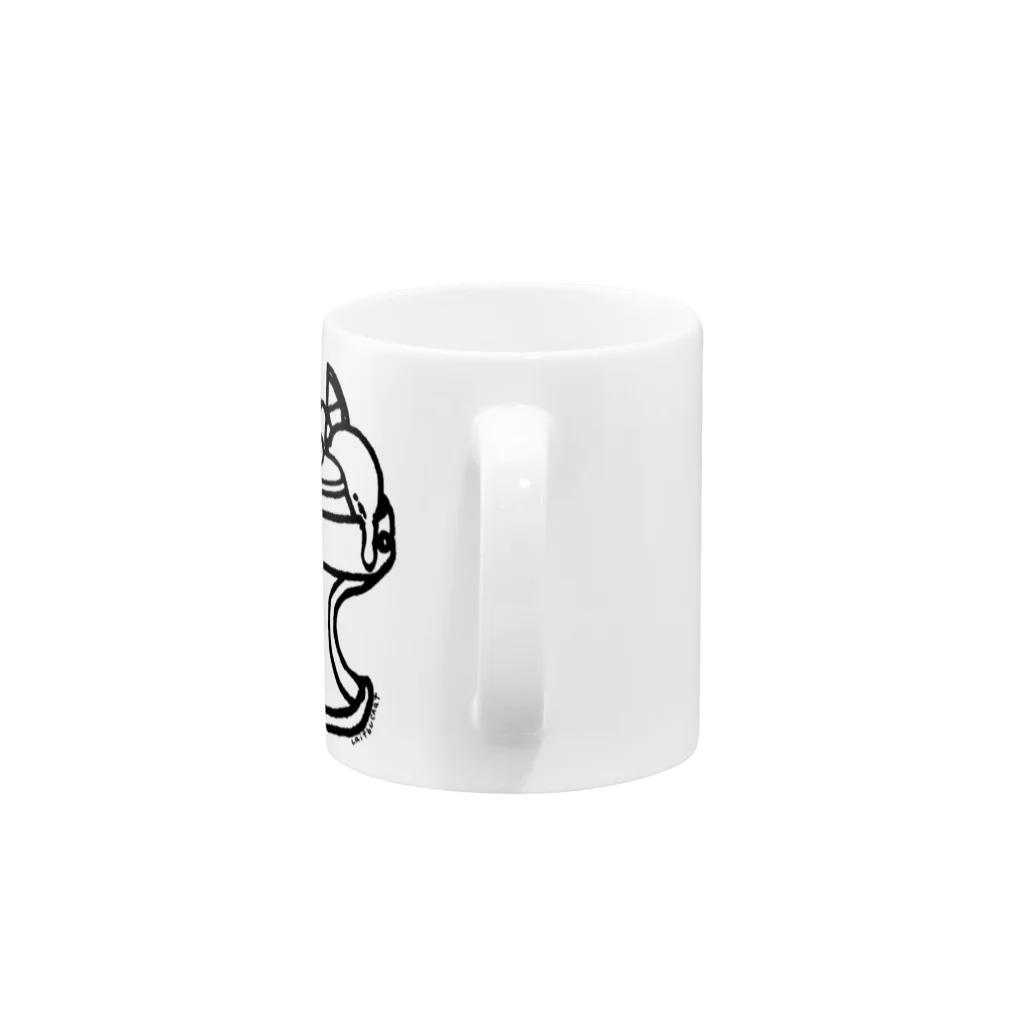 Cɐkeccooのらくがきシリーズ『ぷりんアラモード』モノクロ Mug :handle