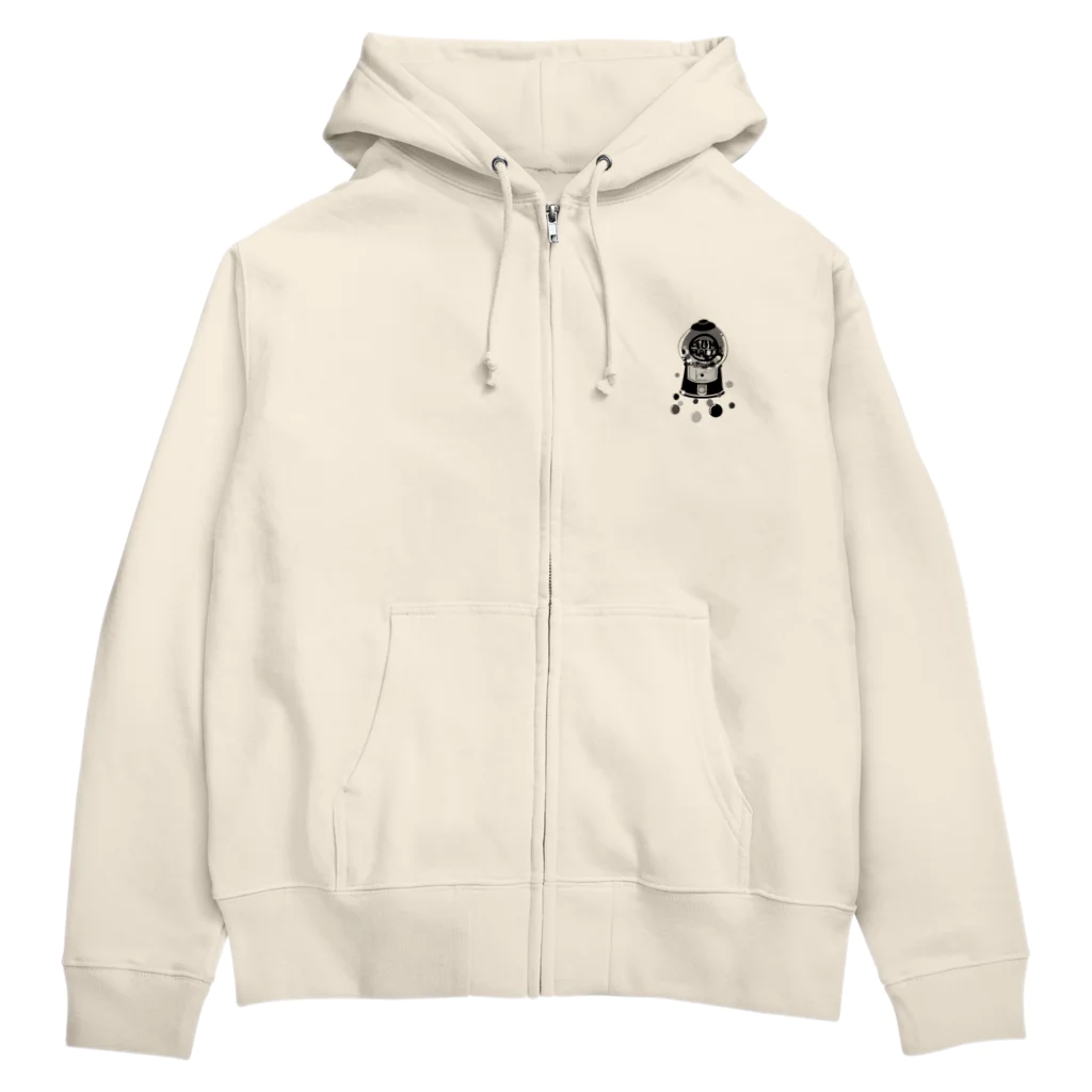 Cɐkeccooのガムボールマシーン-モノクロ Zip Hoodie