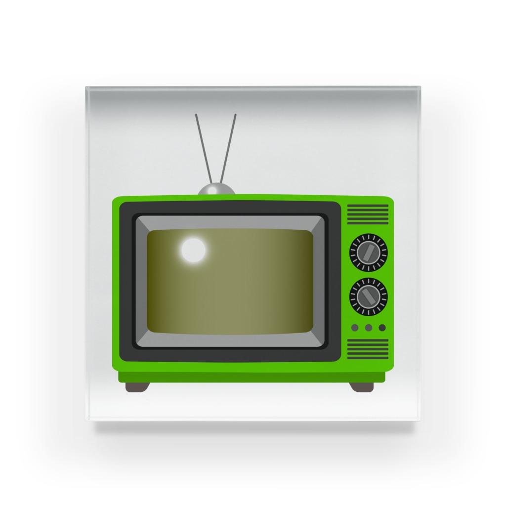 レトロな昭和の可愛い緑色テレビのイラスト Illust Designs Labのアクリルブロック通販 Suzuri スズリ