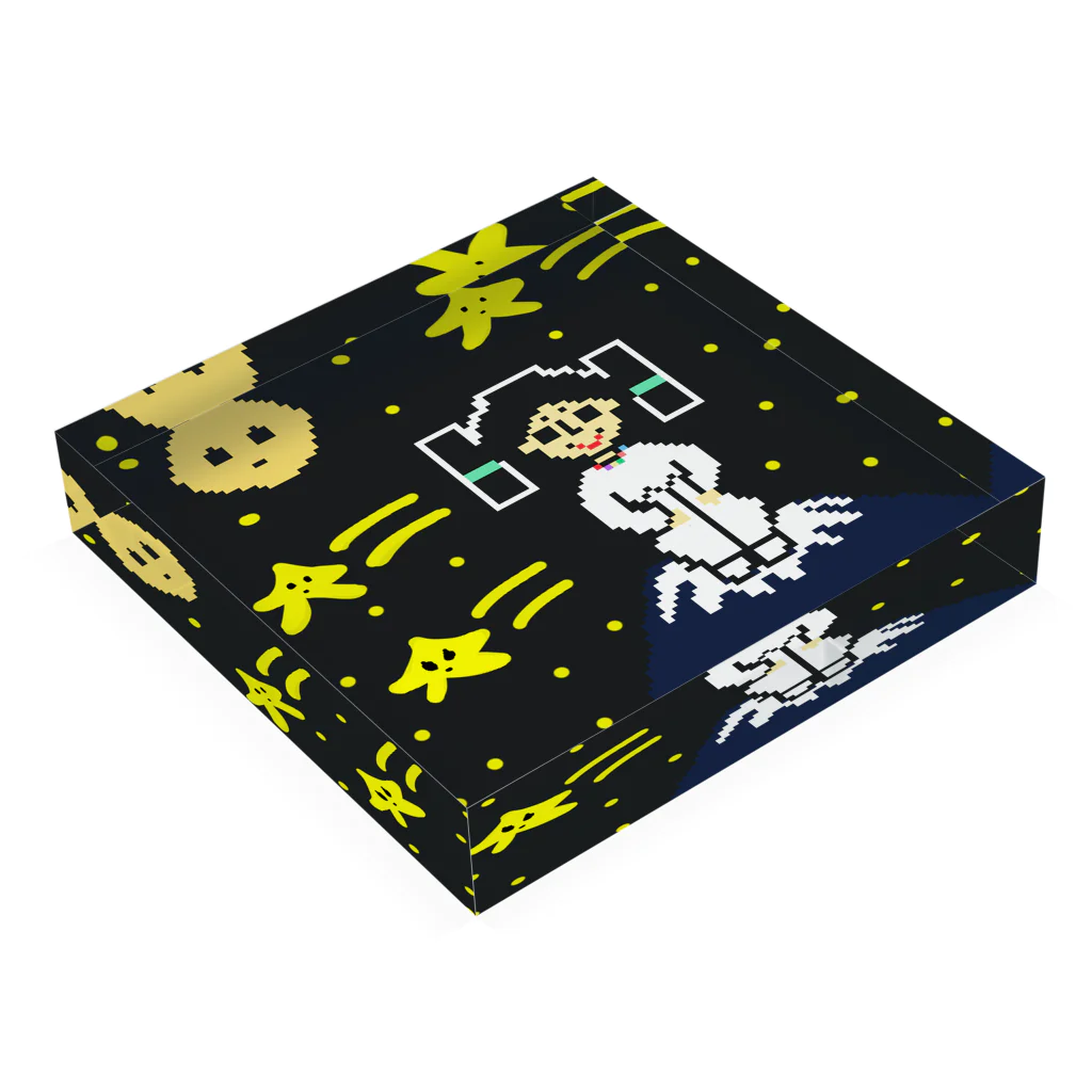 yayoiboy 弥生ボーイくんの弥生ボーイくん夜の富士山の上でひと休み Acrylic Block :placed flat