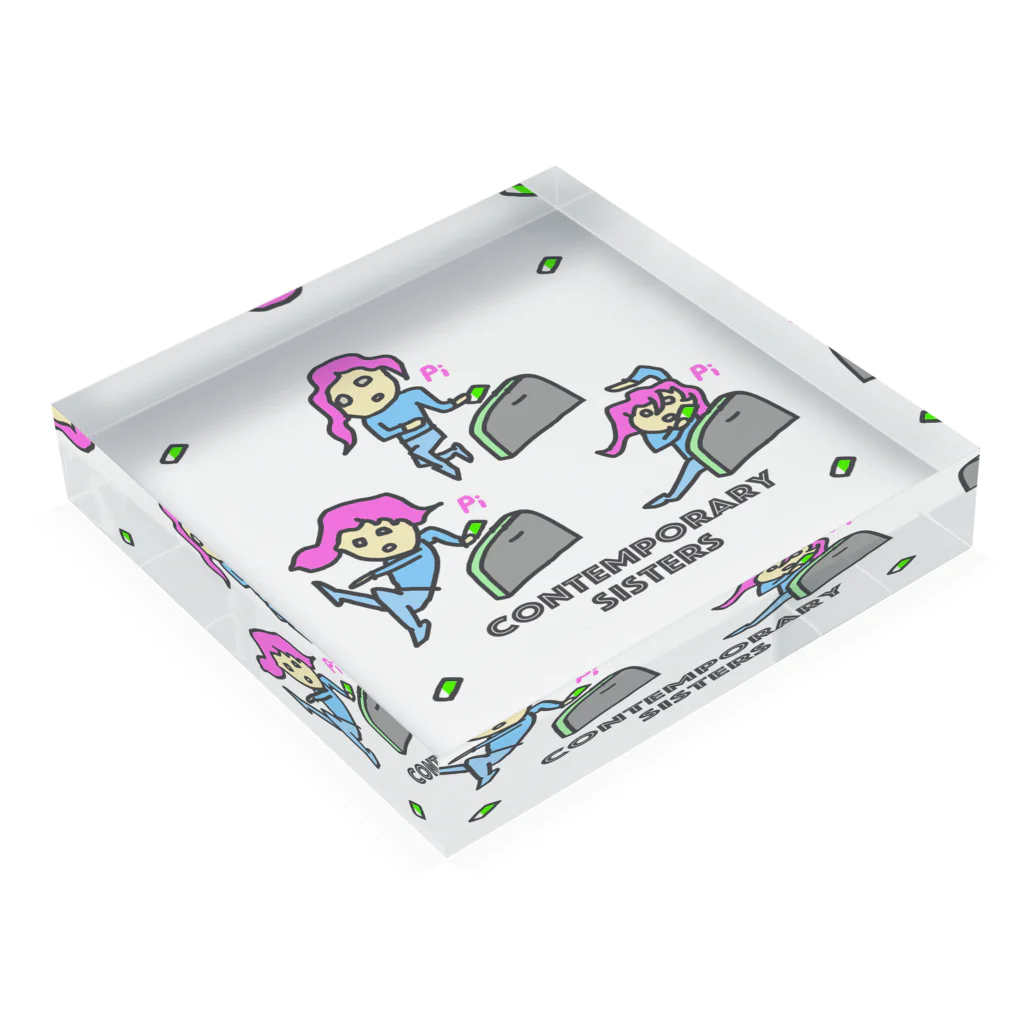 Rabbithumanaspetsの#コンテンポラリー３姉妹 Acrylic Block :placed flat