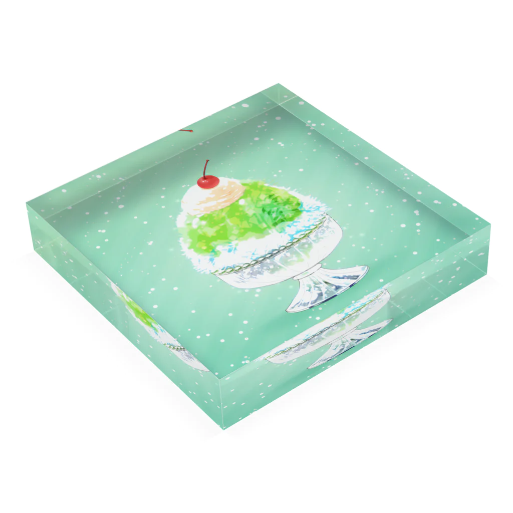 めでたい☆あつかまくんのとけないかき氷・クリームソーダ味 Acrylic Block :placed flat