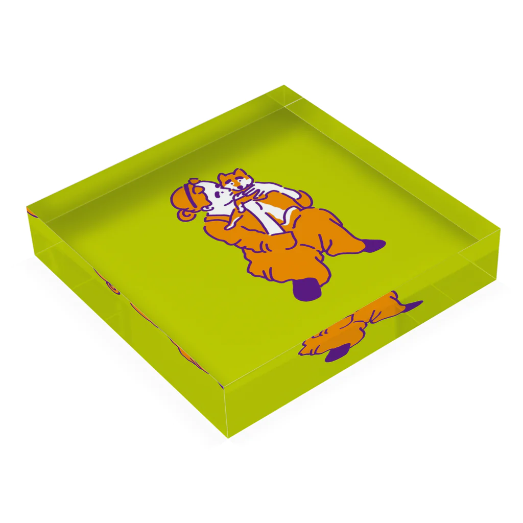 柴犬ポップライフ_眠る豆柴の柴犬ポップライフ_2 Acrylic Block :placed flat