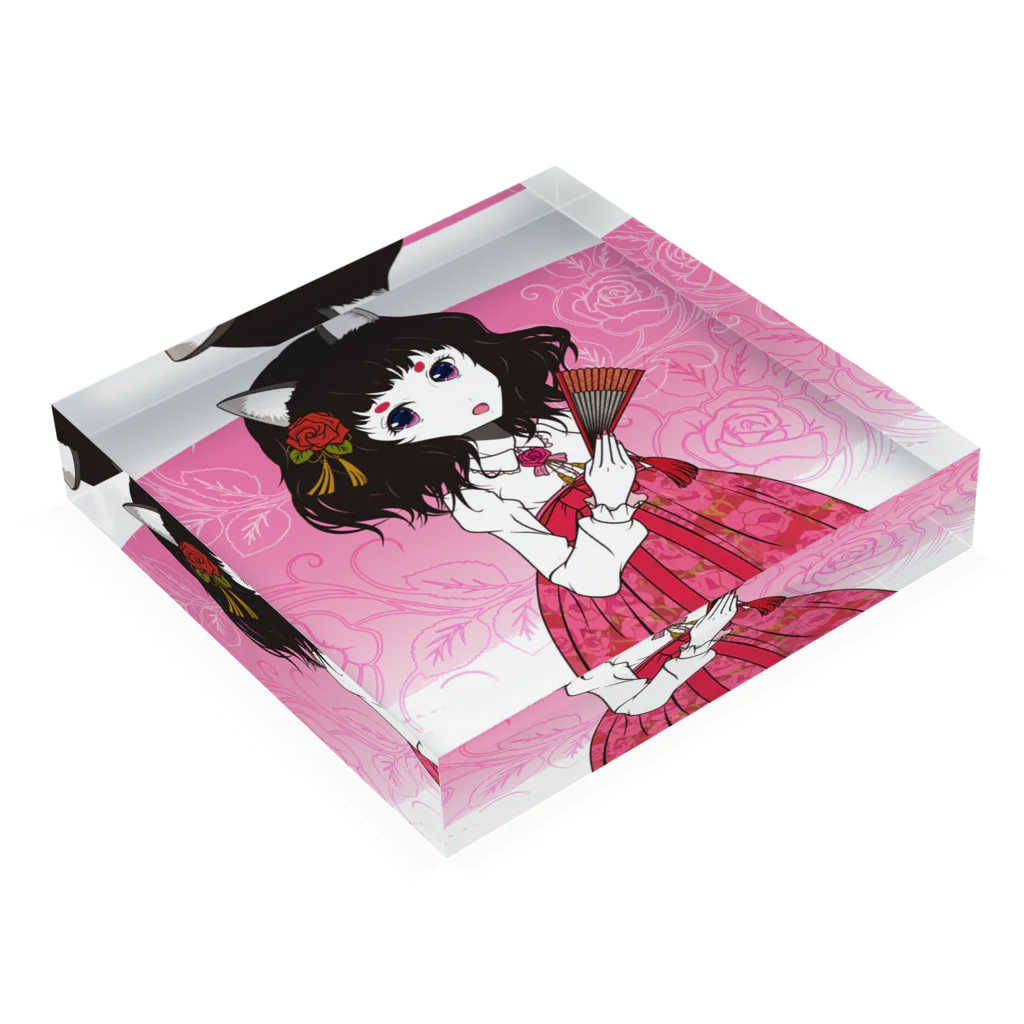 加藤 光雲のRose-design（扇子閉じVer.） Acrylic Block :placed flat