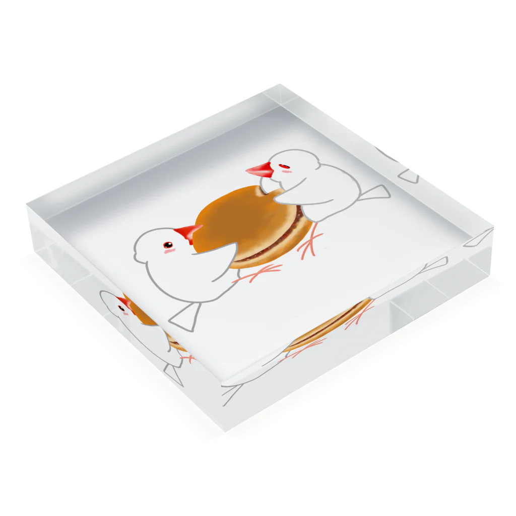 Lily bird（リリーバード）のどら焼きと文鳥ず Acrylic Block :placed flat