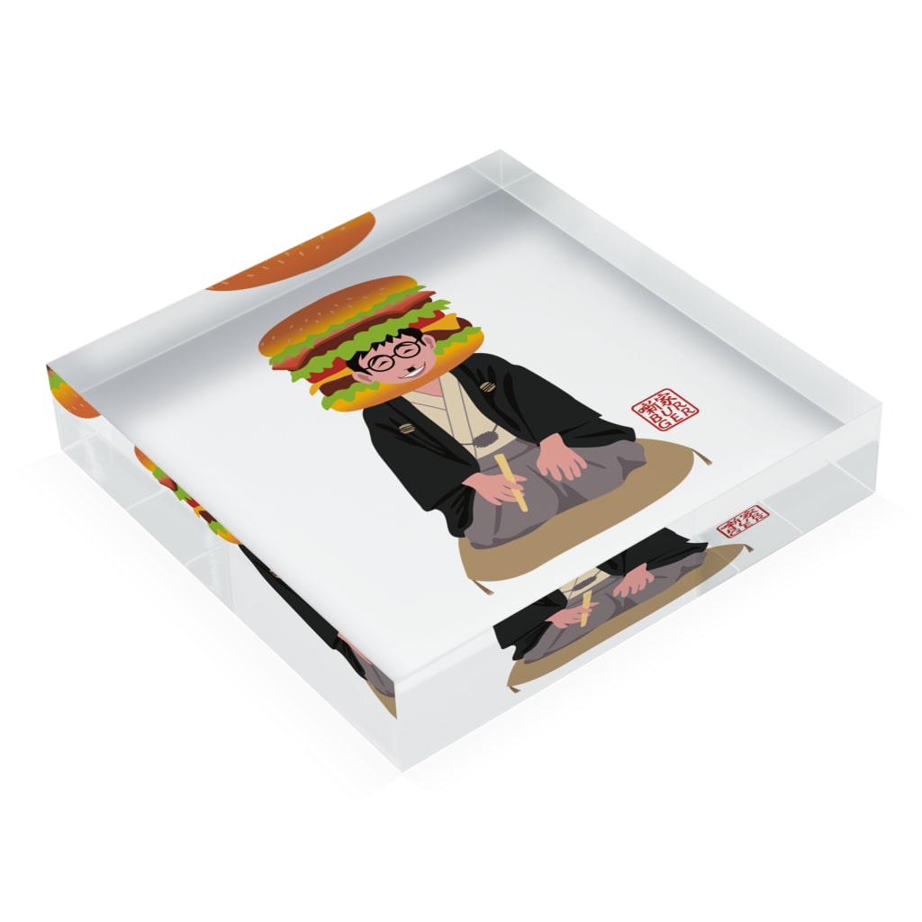 キッズモード某の噺家バーガー(かぶりものVr) Acrylic Block :placed flat