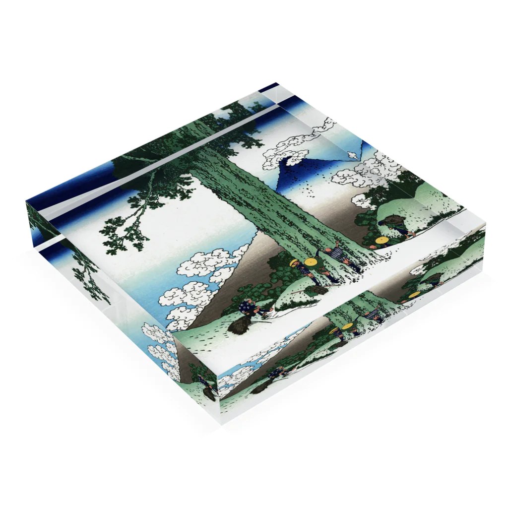 寿めでたや(ukiyoe)の葛飾北斎_冨嶽三十六景　甲州三嶌越 Acrylic Block :placed flat