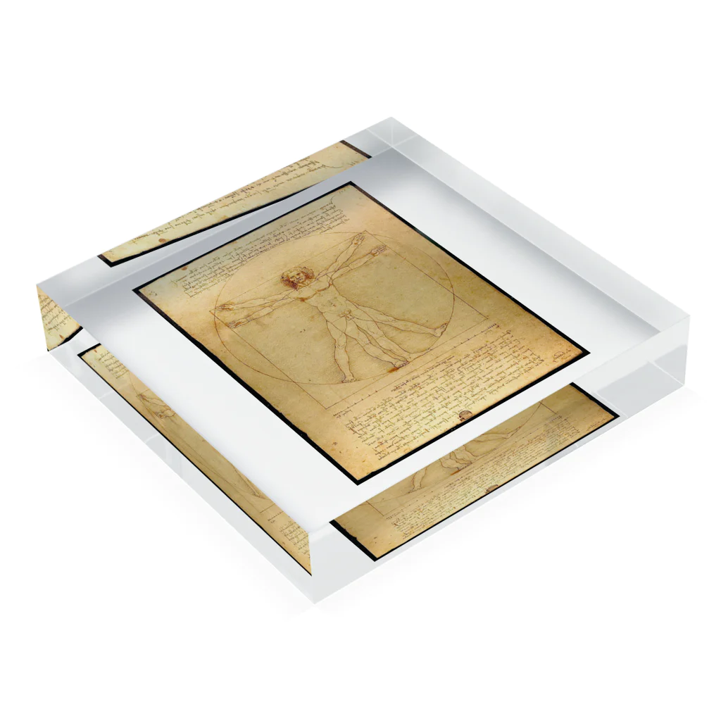 えとーの趣味商品店のレオナルド・ダ・ヴィンチの『ウィトルウィウス的人体図』 Acrylic Block :placed flat