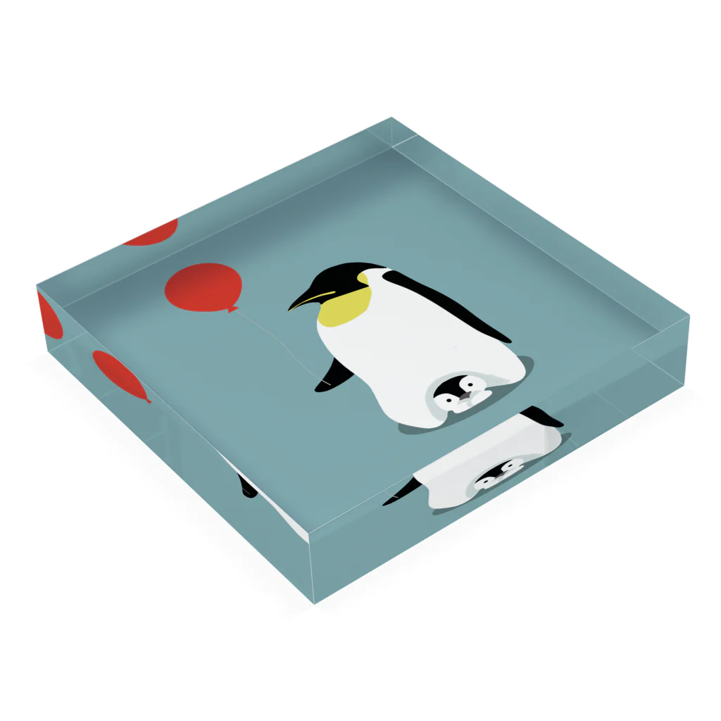 Steloの親子ペンギン Acrylic Block :placed flat