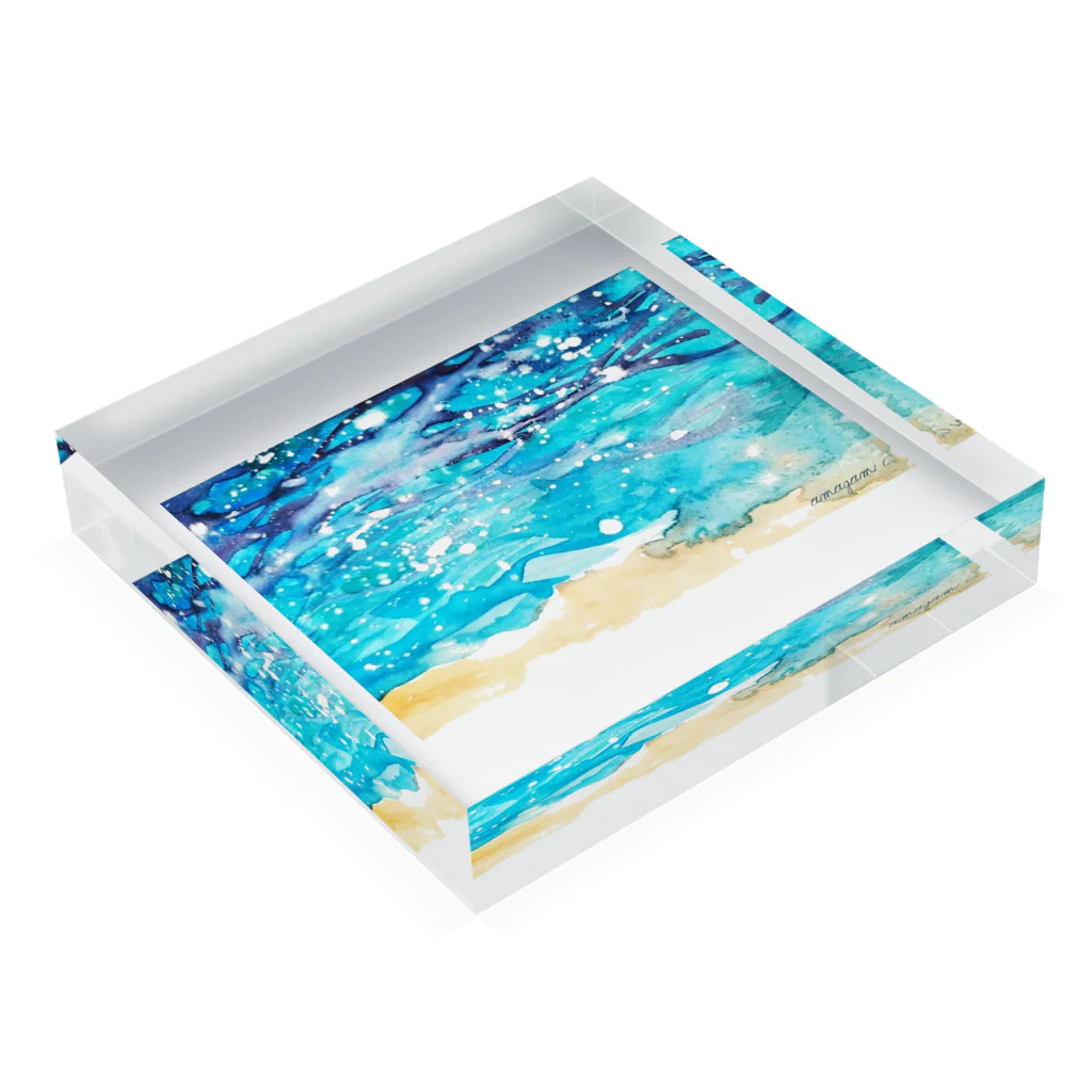 Laugh Rain LaboのHealing sea_am Acrylic Block :placed flat