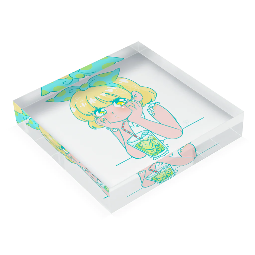 くらげの水槽のなつのレモンちゃん Acrylic Block :placed flat