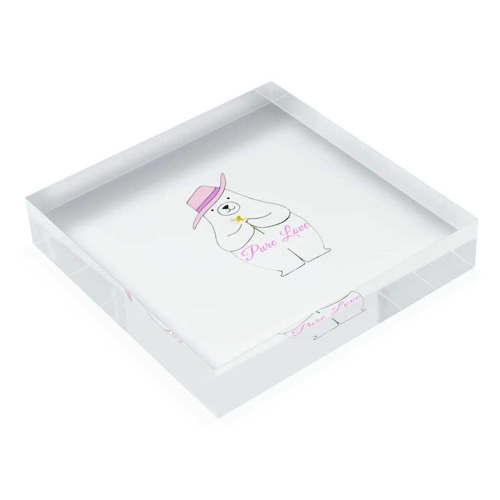 animals museumのしろくまの蓮 Acrylic Block :placed flat