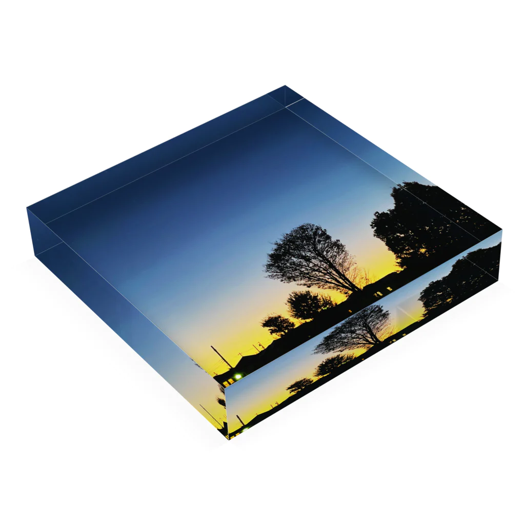 art_workの樹木と夕焼けグラデーション Acrylic Block :placed flat
