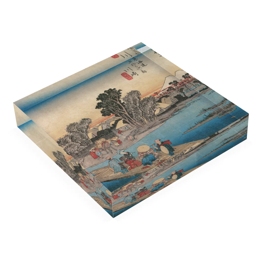 寿めでたや(ukiyoe)の歌川広重_東海道五拾三次之内　川崎 六郷渡舟 Acrylic Block :placed flat