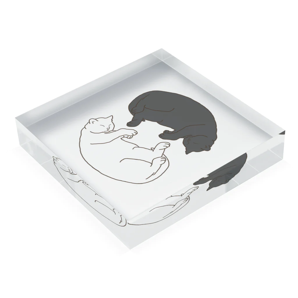 まるのねこみせの猫勾玉-にゃがたま- Acrylic Block :placed flat