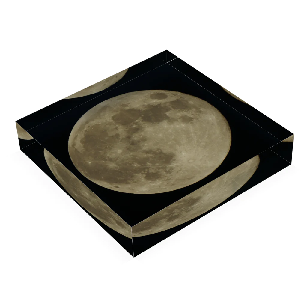 座敷ふくろうのFull Moon  Acrylic Block :placed flat