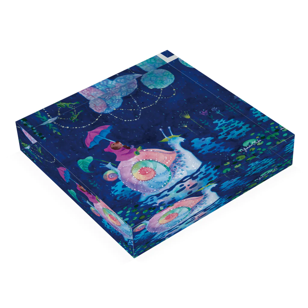 イラストレーター おおでゆかこの紫陽花の湖畔 Acrylic Block :placed flat