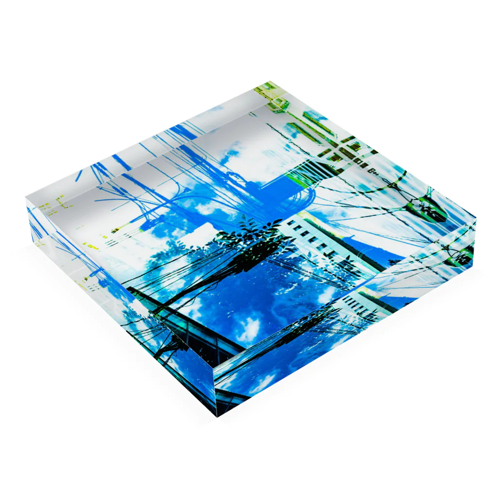 motchamのLAYER-GREEN (daylight dream) Acrylic Block :placed flat