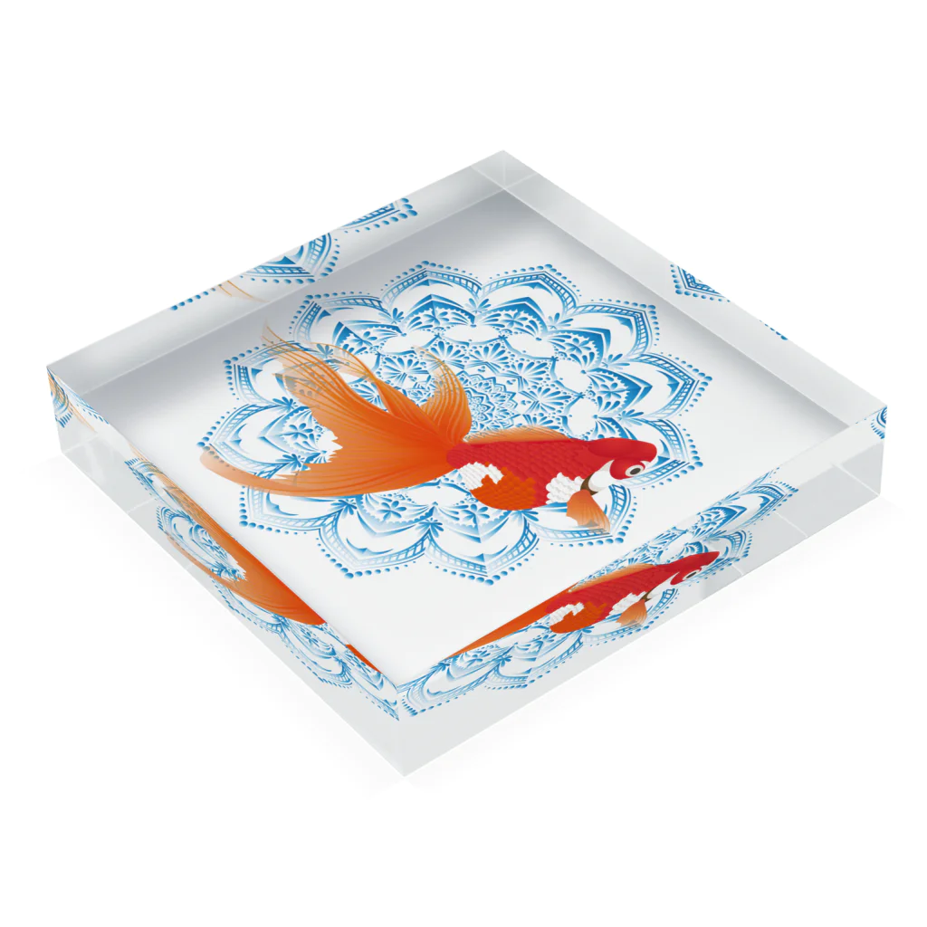 kawacocoの金魚_水の花 Acrylic Block :placed flat