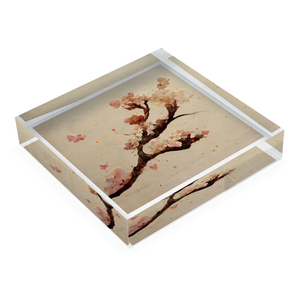 2024のAI「桜」アクリルブロック（1） Acrylic Block :placed flat