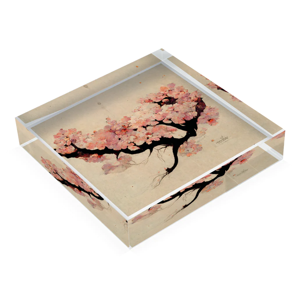 2024のAI「桜」アクリルブロック（2） Acrylic Block :placed flat