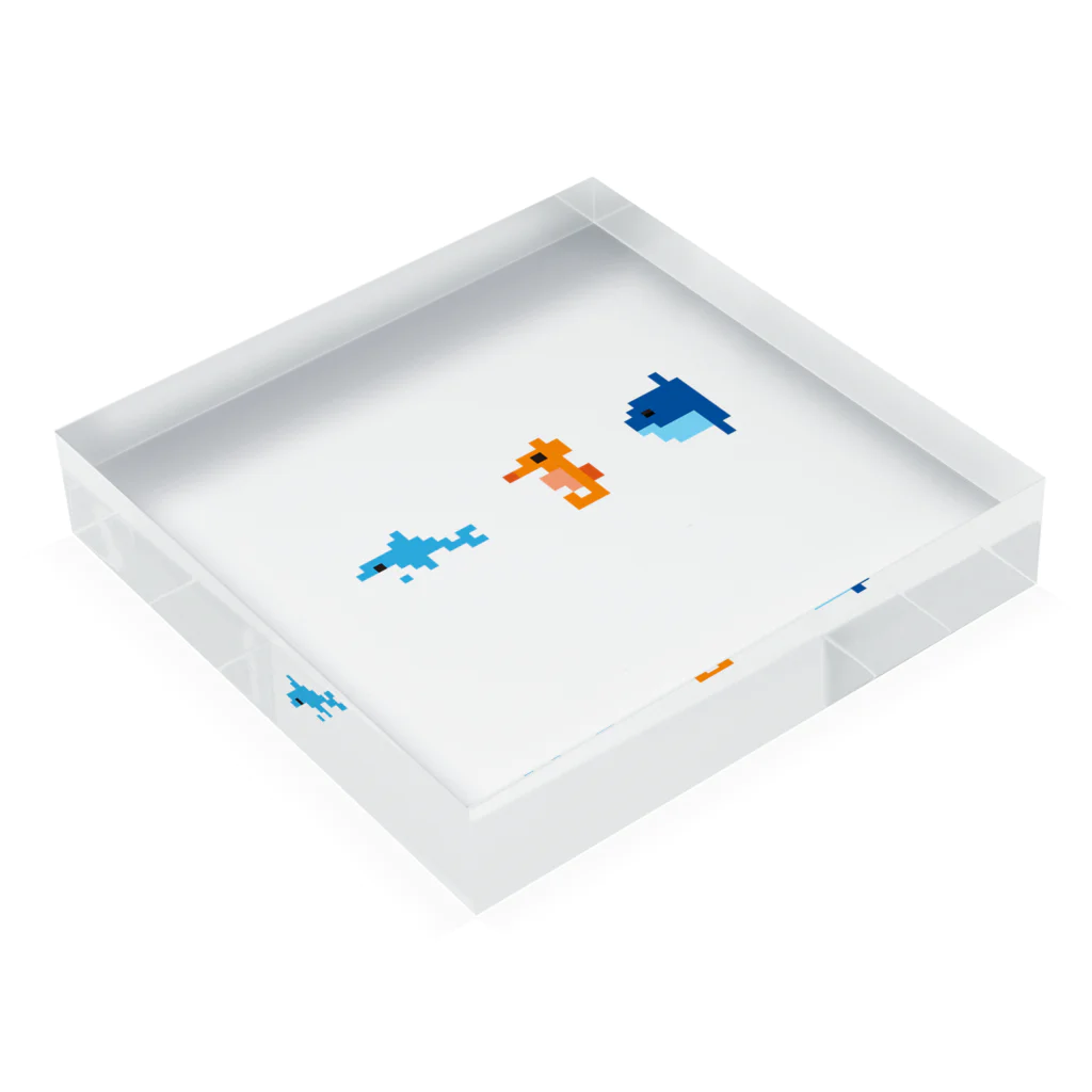 GRITの粗ドット絵・海の生き物シリーズ Acrylic Block :placed flat