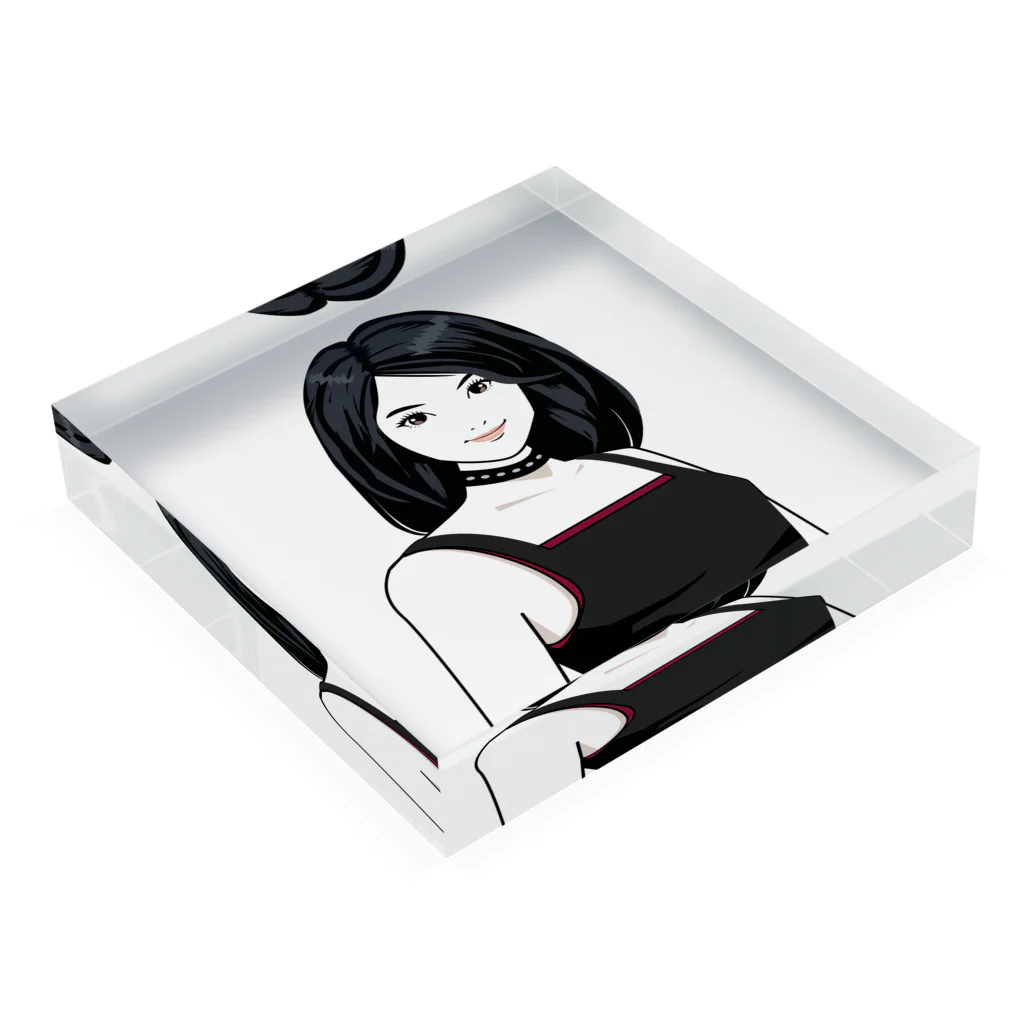 TOKU_YUKIMURAの微笑の美少女 Acrylic Block :placed flat