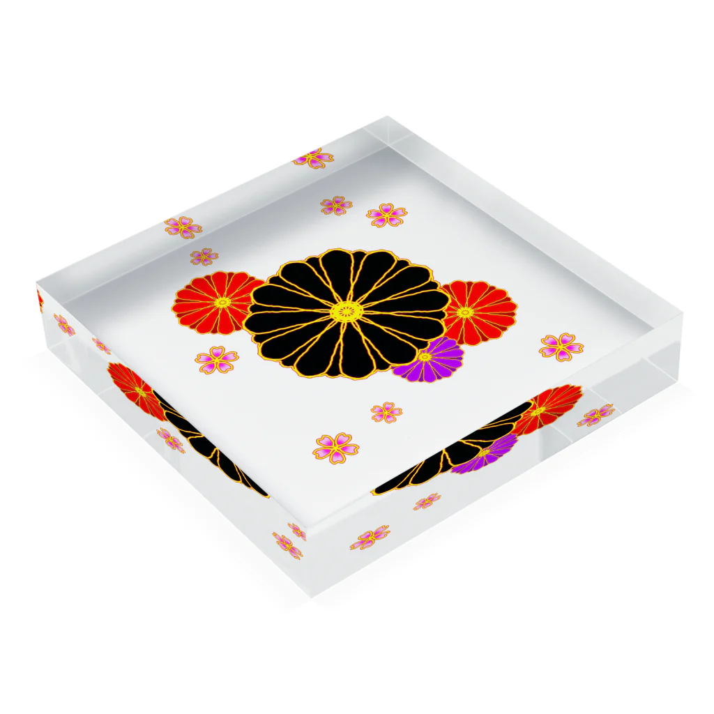 k-shopの和柄・菊と桜 Acrylic Block :placed flat