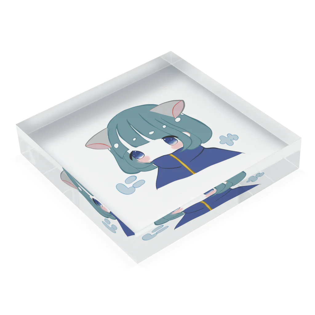 眠兎のねこ耳少女 Acrylic Block :placed flat