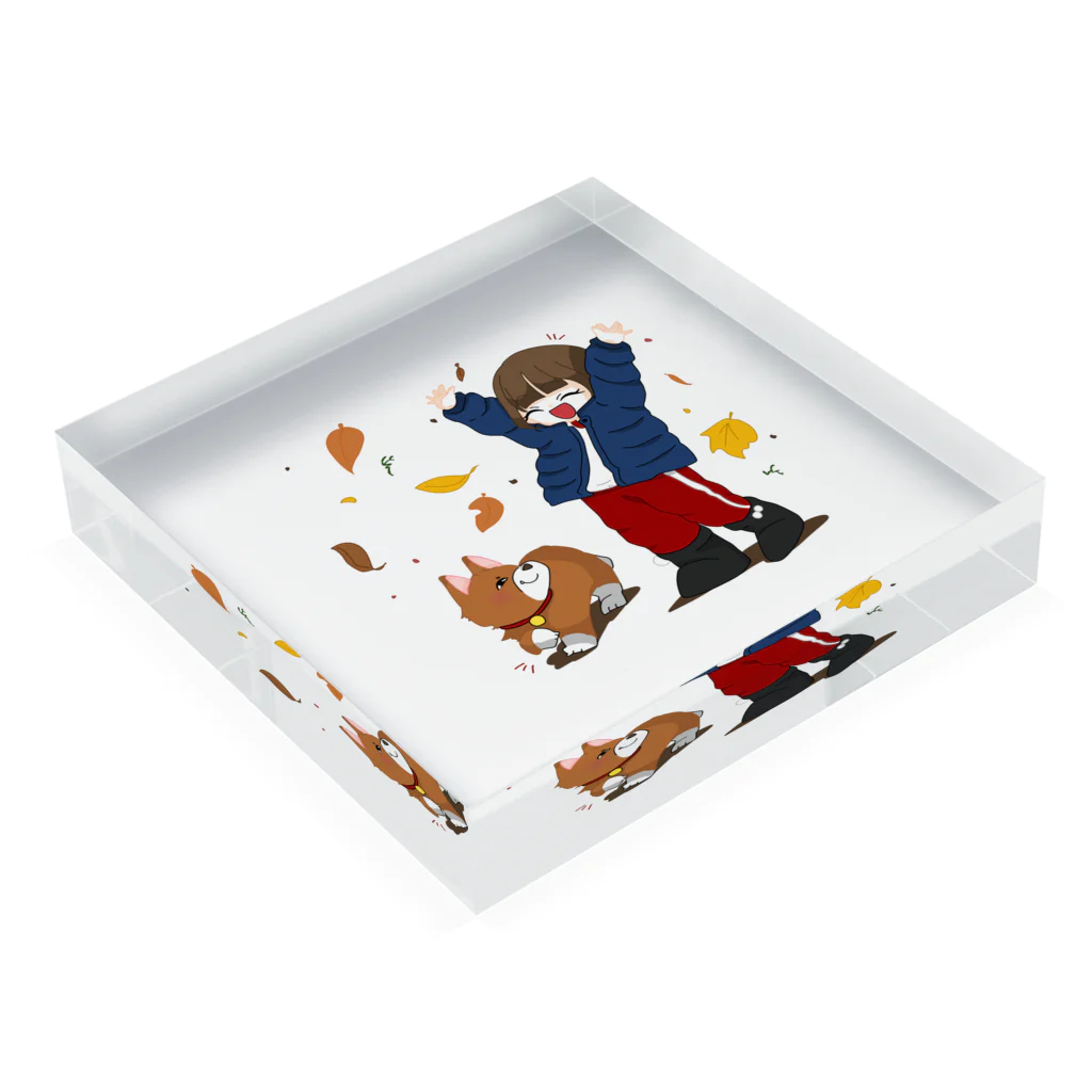 みーすけの愛犬と公園デート Acrylic Block :placed flat