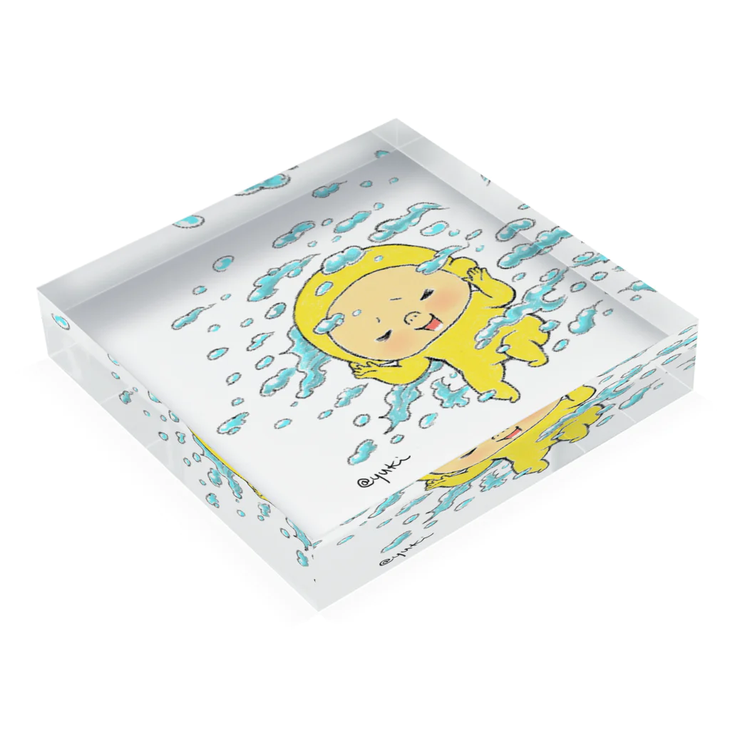 Yukiの黄色いヤツの水遊び(きーくん) Acrylic Block :placed flat