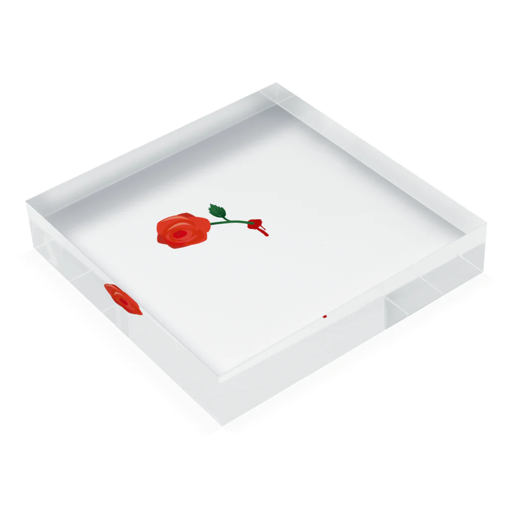 kingelkの真紅に染まる薔薇 Acrylic Block :placed flat