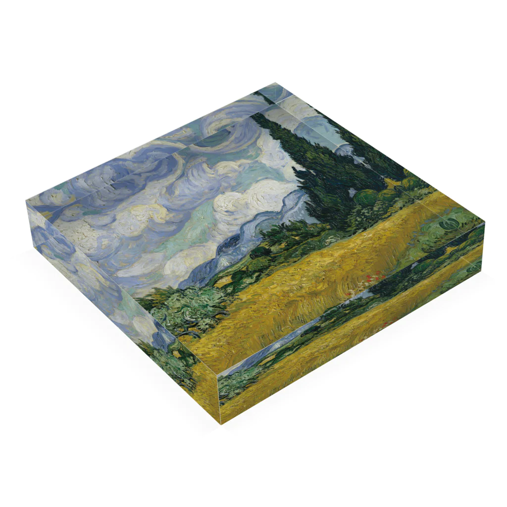 SONOTENI-ARTの005-015　ゴッホ　『糸杉のある麦畑』　アクリルブロック Acrylic Block :placed flat