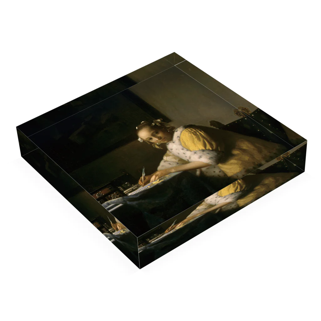 SONOTENI-ARTの008-009　フェルメール　『手紙を書く女』　アクリルブロック Acrylic Block :placed flat