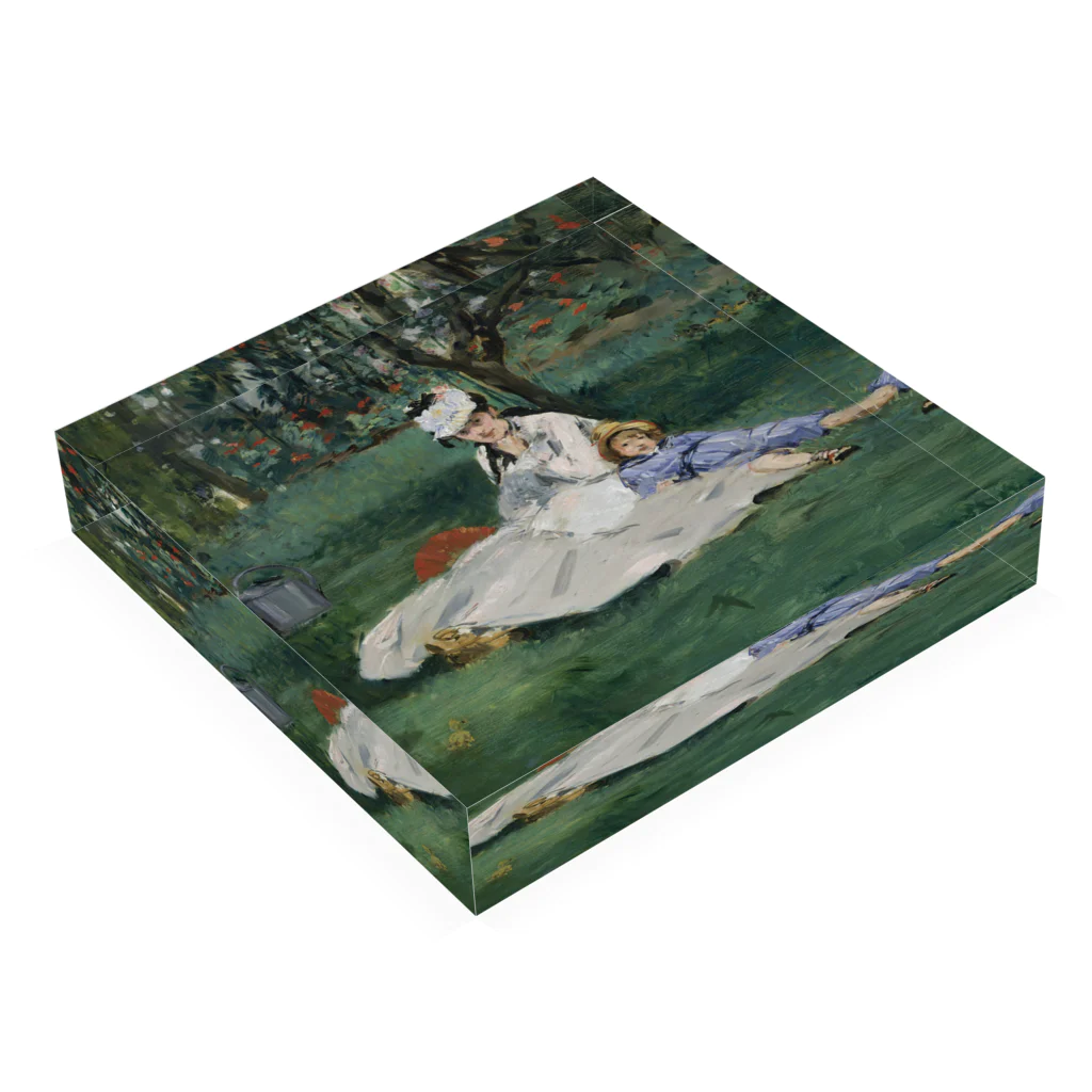 SONOTENI-ARTの012-002　エドゥアール・マネ　『庭のモネ一家』　アクリルブロック Acrylic Block :placed flat