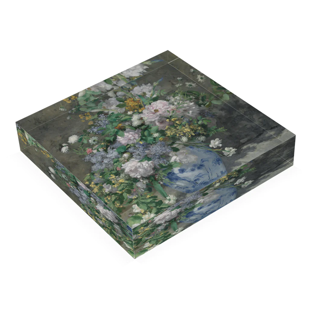 SONOTENI-ARTの016-001　ルノワール　『春の花束』　アクリルブロック アクリルブロックの平置き