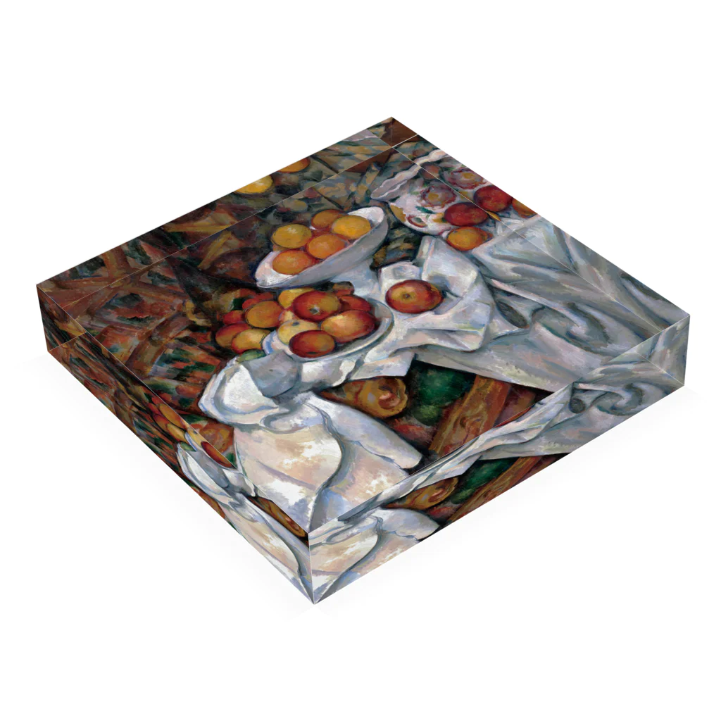 SONOTENI-ARTの017-001　ポール・セザンヌ　『リンゴとオレンジのある静物』　アクリルブロック アクリルブロックの平置き